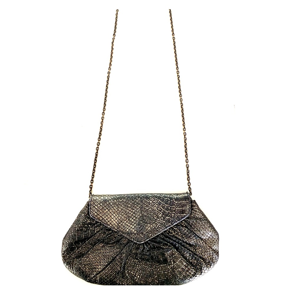 Black/ Gold Snakeskin Lauren Merkin Clutch